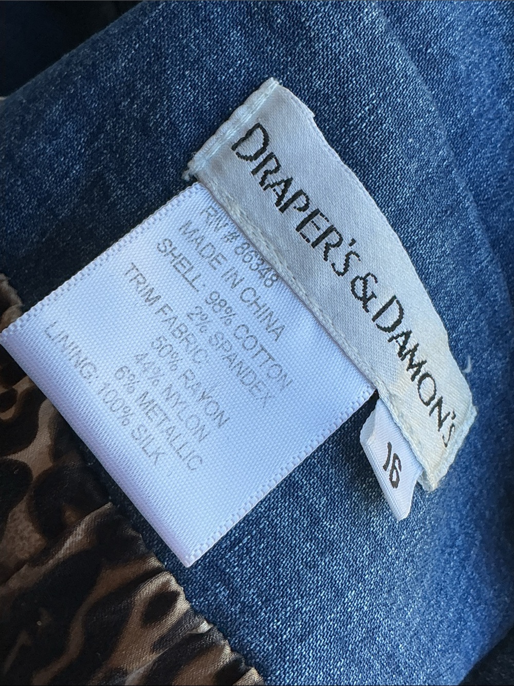 Draper’s & Damon’s Denim Jacket with Lace and Leopard Trim - Picture 4 of 4